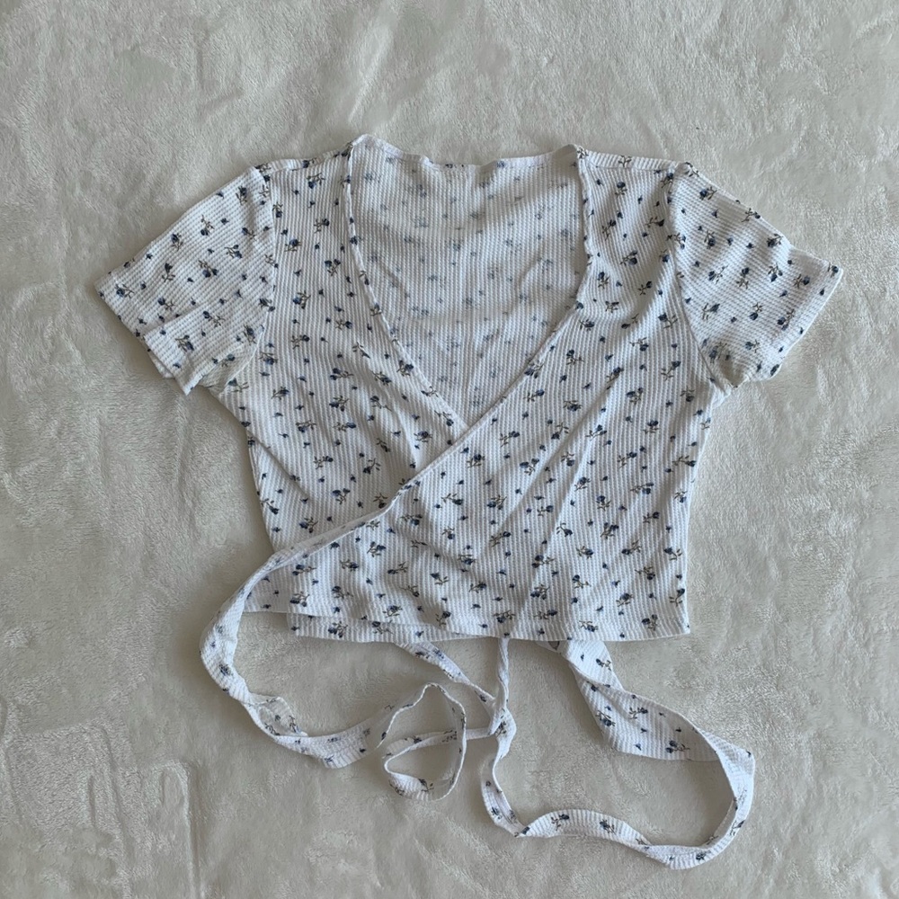 Brandy Melville- Style Wrap Shirt Crop Top